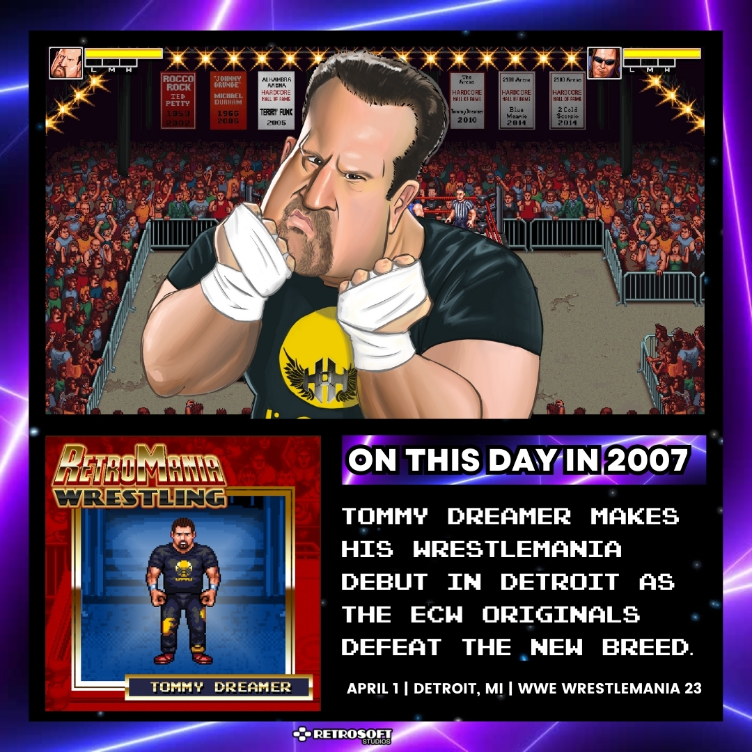 17 years ago today at #WrestleMania 23: @THETOMMYDREAMER makes his @WrestleMania debut as the #ECW Originals defeat the New Breed.