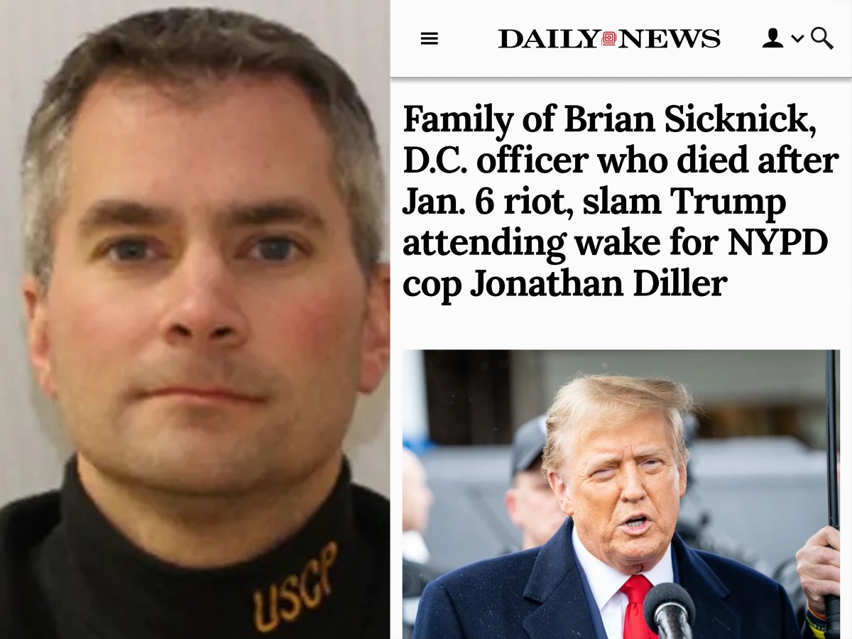 🚨BREAKING: The grieving father of fallen Capitol Police officer Brian Sicknick SLAMMED Donald Trump for his ghoulish use of slain NYPD Officer Jonathan Diller for a publicity stunt. “He makes sure he gets his face out there. The guy’s a criminal. He’s the reason my son is dead