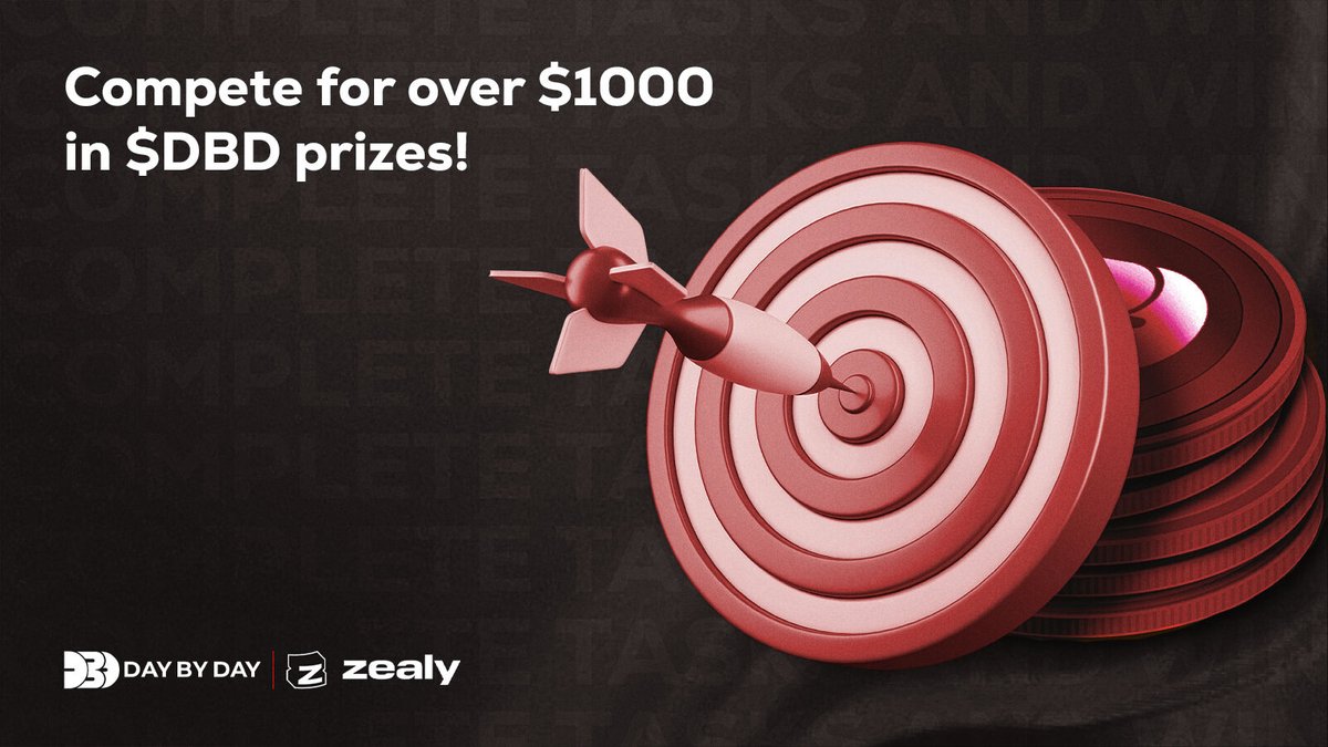 🏆 We're thrilled to announce our new competition where you can compete for over $1000 in $DBD prizes!!! 🎯 Get ready to showcase your skills and win big on Zealy! Complete tasks and win 👉 zealy.io/cw/daybyday/ #ZealyCompetition #Cryptocurrency #Prizes #Zealy