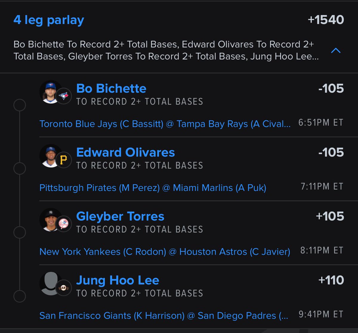 Parlay of the night #GiveawayAlert 

2 people will get $100 each all you have to do is REPOST LIKE &amp; must FOLLOW 🫡