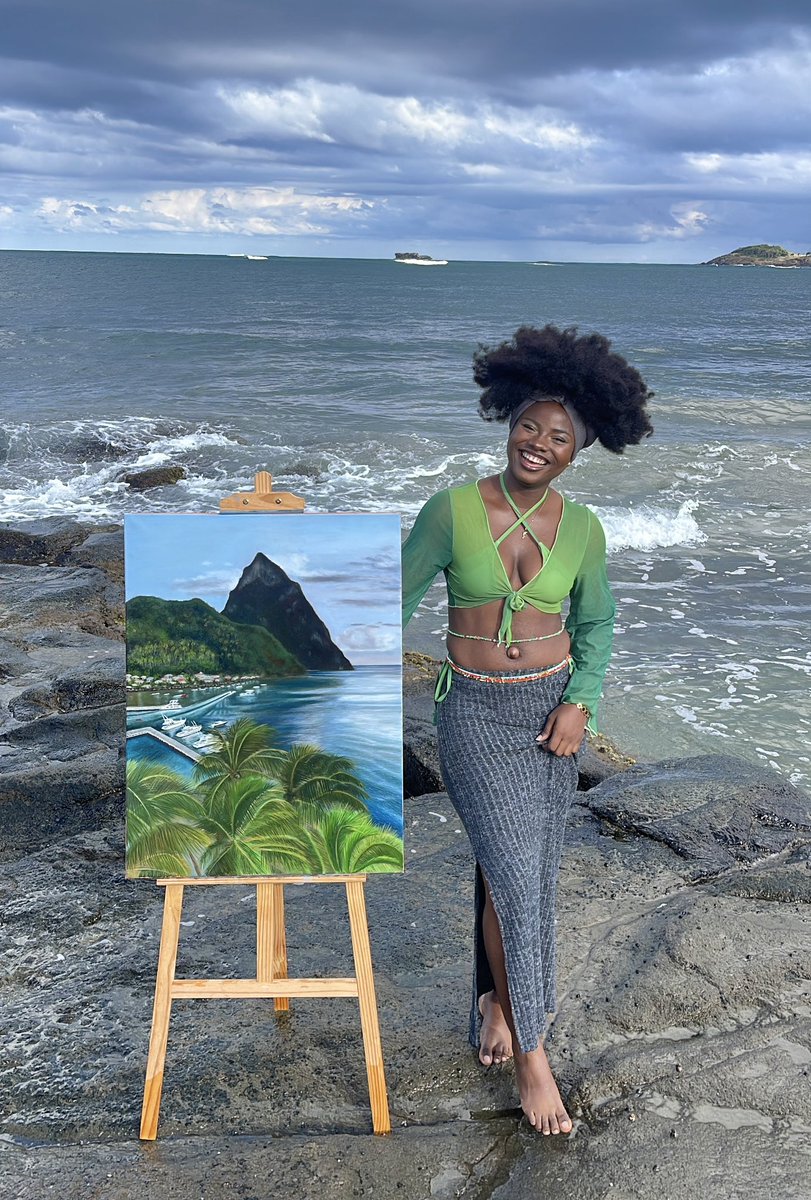 somto_nda's tweet photo. Hi X!!! My name is Somto Doris and I’m an Artist 👩🏾‍🎨
Here’s a my most recent painting of the Piton St. Lucia ⛰️ https://t.co/6NuAX7bjOL