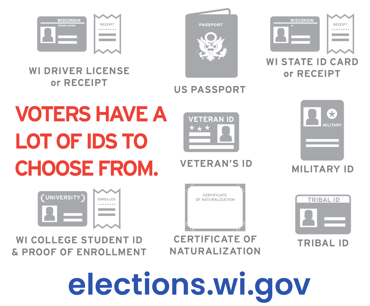 Interested in getting a free ID for voting purposes? Visit elections.wi.gov/photoid for more information and to get ready for April 2!