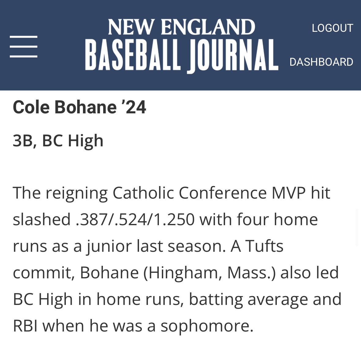 BC High Baseball tweet media