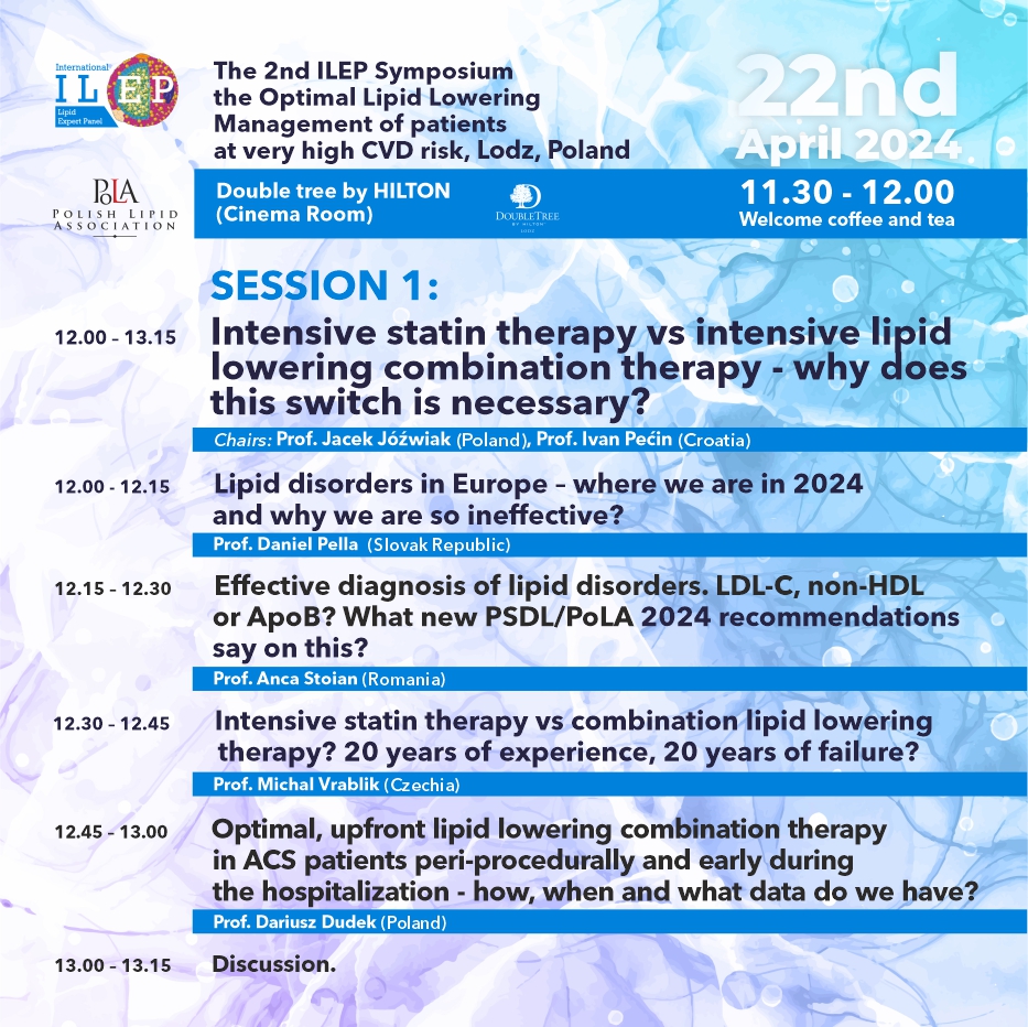 I am so pleased to inform you that the 2nd ILEP @ExpertLipid #Symposium on the Optimal #Lipid Lowering #Management of #patients at very high #CVD #risk - Lodz, Poland (22nd April 2024), during which we will present the NEW ILEP #recommendations on this topic will be also online‼️…