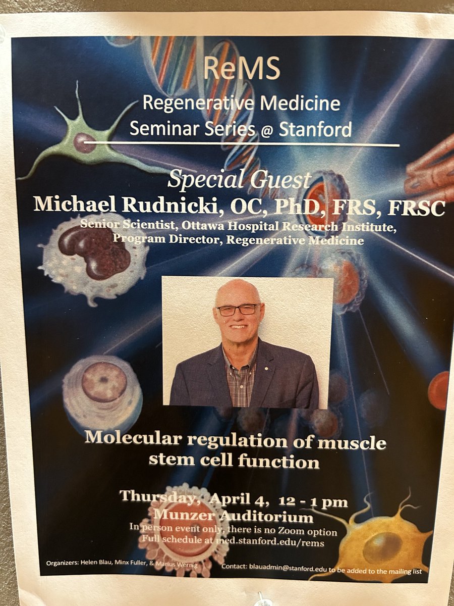 Looking forward to receive ⁦<a href="/MRudnickiOHRI/">Michael A. Rudnicki</a>⁩ next week ⁦<a href="/StanfordMed/">Stanford Medicine</a>⁩