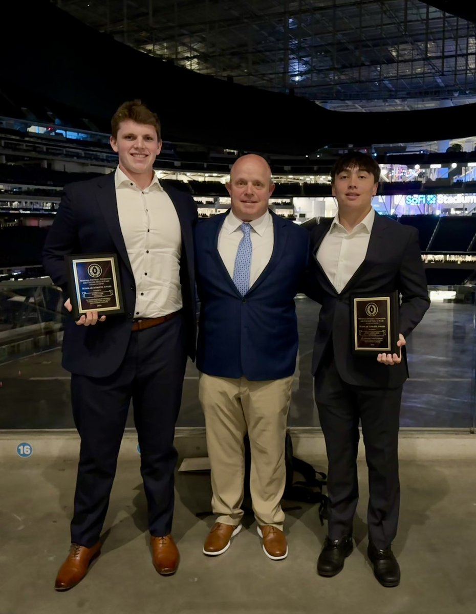 Coach Casani and captains Ryan Turk ’24 and Jake Arellano ’24 at SoFi Stadium last night for the National Football Foundation awards ceremony! #GoCubs