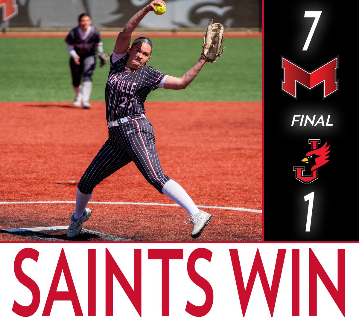 MaryvilleSaints's tweet photo. Chayse Ramey's 14th complete game of the season helped softball to a 7-1  #GLVCsb win over William Jewell this afternoon! #BigRedM 

Recap: https://t.co/Wbs92OqATe https://t.co/jCaNBAOenX