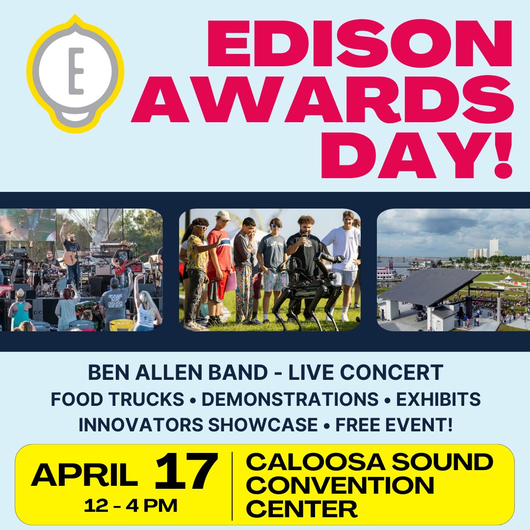 EdisonAwards's tweet photo. Join us for this FREE event! #EdisonAwardsDay featuring the talented @benallenband Visit the Innovators Showcase, see new #technology, view #innovation exhibitions and get ready to groove to dynamic country tunes! An afternoon filled with great #music and #newtech in #fortmyers https://t.co/9zq4C0sUZO