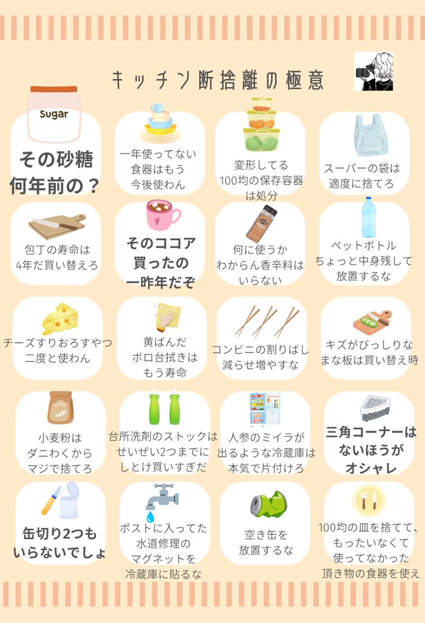 今日本ッッ気でキッチンの断捨離やるから自分用に片付けの極意つくった