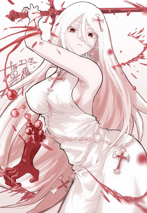 @empe0317 めちゃくちゃ遅くなってお祝い感0ですが、今年もエンペさんのアルビノちゃん描かせてもらいました!デザイン最高です!(剣なんて持ってないけど) 