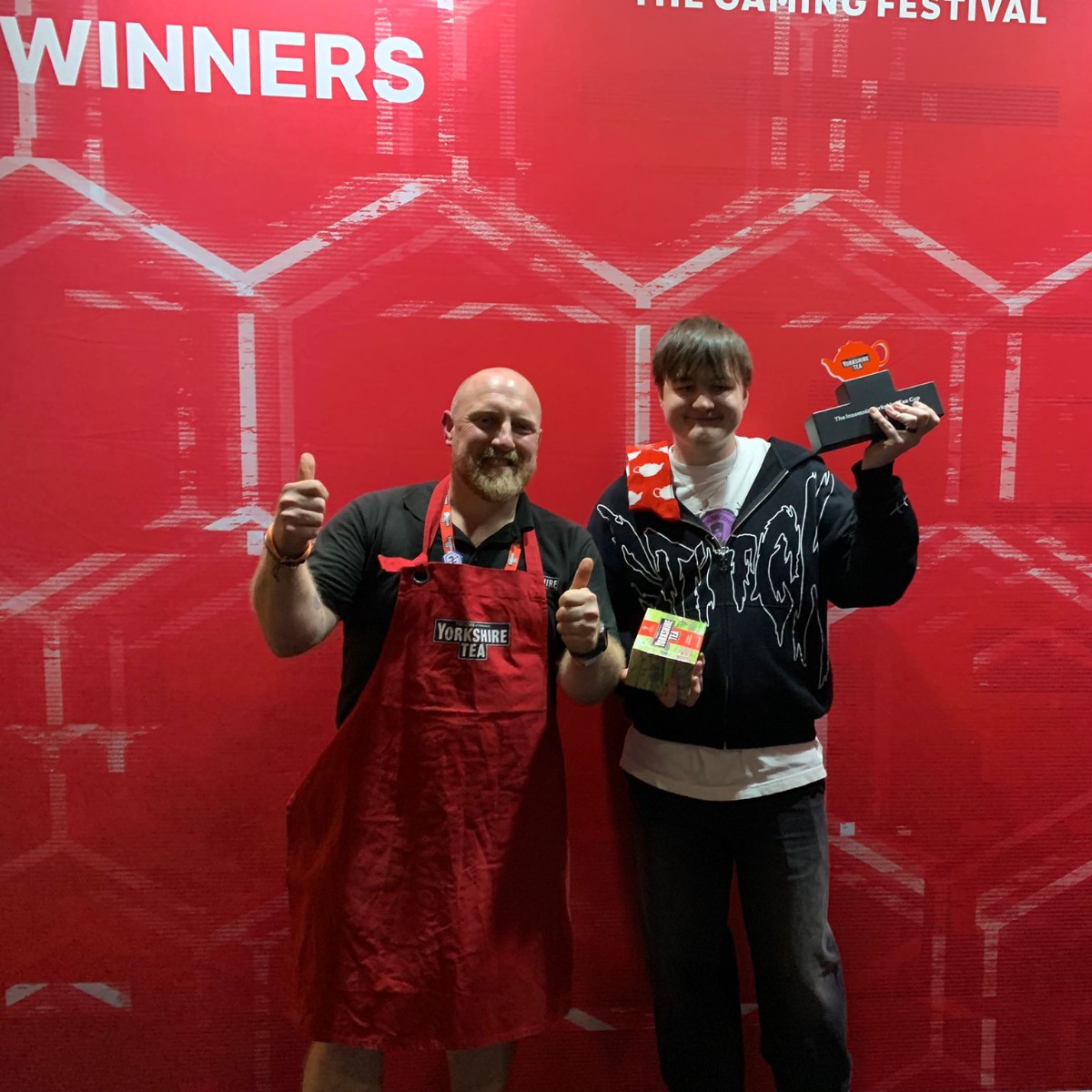 We’re sponsoring a tournament at @‌IGFestUK this year! Today’s proud winner of the Yorkshire Tea Cup - Featuring Mario Kart was Willy, who collected his prize this afternoon.