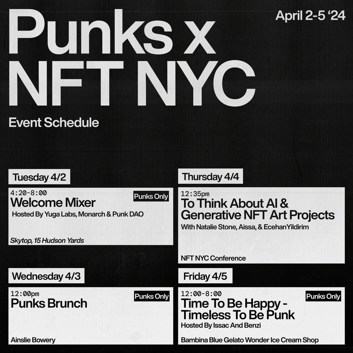 cryptopunksnfts's tweet image. NYC is a Punk city.
Let’s mob @NFT_NYC