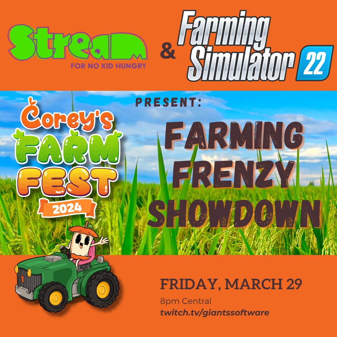 STREAM_NKH's tweet photo. Today: it's the first ever Farming Frenzy Showdown!
Join us to celebrate a wonderful time during #CoreysFarmFest with some Arena Mode shenanigans with @farmingsim and a bunch of our friends.
Join us at 7pm Central at https://t.co/3JrFAVpvN7! https://t.co/VLQomkvpuT