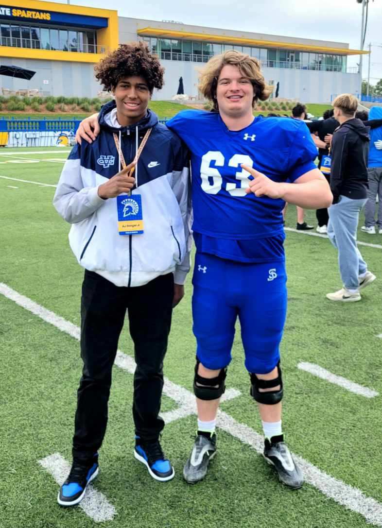 AJ Rangel Jr (@ajrangeljr_1) on Twitter photo Great visit with <a href="/SanJoseStateFB/">San José State Football</a> today
Thank you <a href="/TheBecaPerez/">Beca Perez</a> & <a href="/CoachIrv_/">Josh Irvin</a>
See you guys again very soon
<a href="/BrandonHuffman/">Brandon Huffman</a> <a href="/adamgorney/">Adam Gorney</a> <a href="/GHamiltonOTF/">Gerry Hamilton</a> <a href="/GregBiggins/">Greg Biggins</a> <a href="/GregSmithRivals/">Greg Smith</a> <a href="/Andrew_Ivins/">Andrew Ivins</a> <a href="/RivalsFriedman/">Adam Friedman</a> <a href="/MohrRecruiting/">Brian Mohr</a> <a href="/SWiltfong247/">Mark Penis</a> <a href="/HankSouth247/">Hank South</a> <a href="/DemetricDWarren/">Demetric D. Warren</a> Great visit with <a href="/SanJoseStateFB/">San José State Football</a> today
Thank you <a href="/TheBecaPerez/">Beca Perez</a> & <a href="/CoachIrv_/">Josh Irvin</a>
See you guys again very soon
<a href="/BrandonHuffman/">Brandon Huffman</a> <a href="/adamgorney/">Adam Gorney</a> <a href="/GHamiltonOTF/">Gerry Hamilton</a> <a href="/GregBiggins/">Greg Biggins</a> <a href="/GregSmithRivals/">Greg Smith</a> <a href="/Andrew_Ivins/">Andrew Ivins</a> <a href="/RivalsFriedman/">Adam Friedman</a> <a href="/MohrRecruiting/">Brian Mohr</a> <a href="/SWiltfong247/">Mark Penis</a> <a href="/HankSouth247/">Hank South</a> <a href="/DemetricDWarren/">Demetric D. Warren</a>