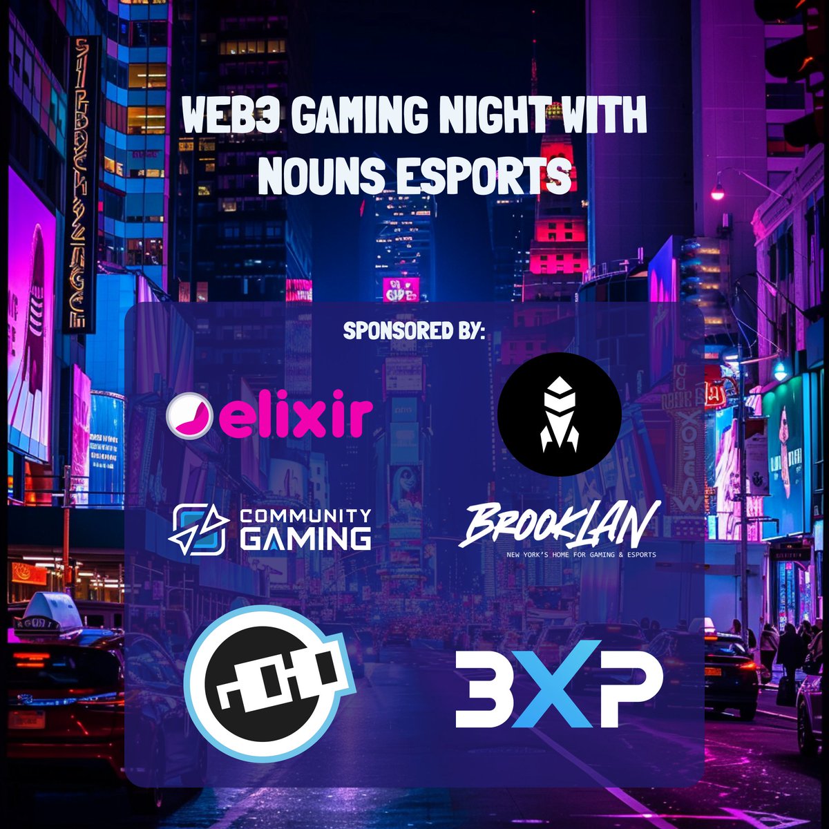 Join Nouns Esports, Community Gaming & 3XP at BrookLAN on April 5th! Challenge our pros Aklo & Smug in Melee and Street Fighter for a chance to win USDC & exclusive NFTs! 🏆 🕒 Event Time: 6-11 PM 🎉 Don't miss out — RSVP now! Limited spots available
