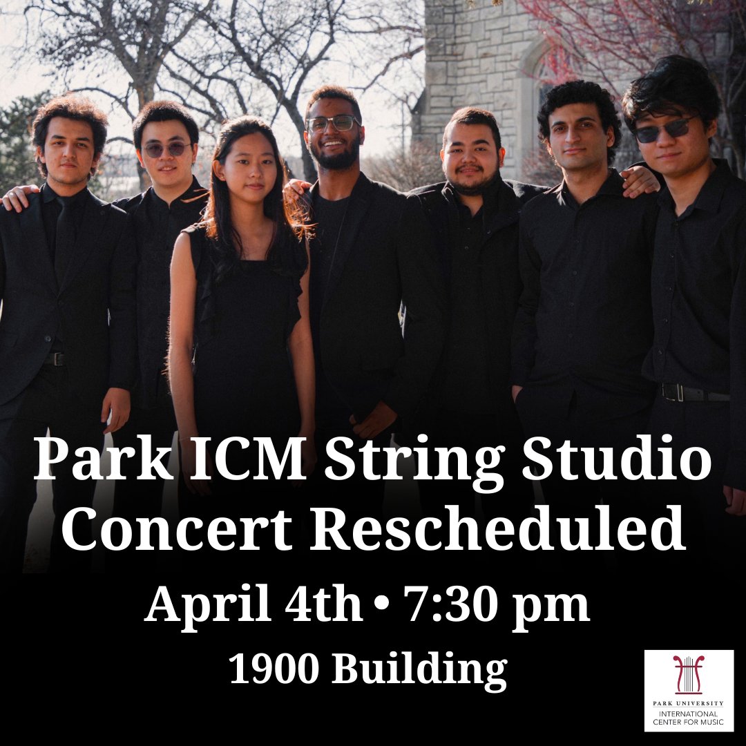 ICM_Park's tweet image. The Park ICM String Studio recital has been rescheduled! Join us on April 4th at 7:30 p.m. at the 1900 Building for another incredible performance from our immensely talented string ensemble. Get your tickets here: 🔗 icm.park.edu/icm-string-stu… 
 -

#parkicm #parkproud #Recitals