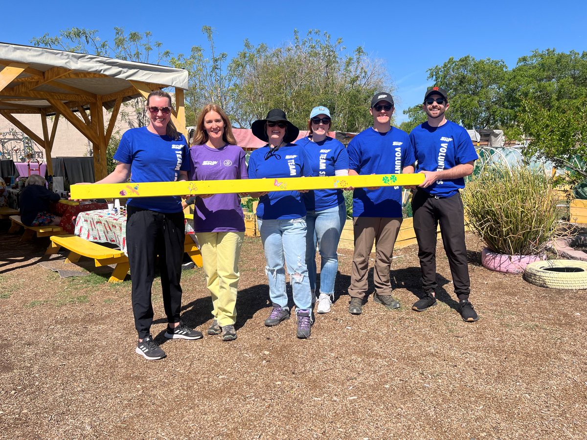 SRPconnect's tweet image. Our employee volunteers did a wonderful job decorating the gardening beds sponsored by SRP at the @KPB_AZ community garden. These gardening beds will be used to educate the students from the nearby elementary school.