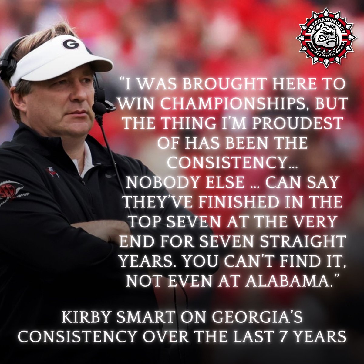 🔥“Not even at Alabama.”🔥 
Kirby Smart sat down with ESPN’s Chris Low and had this to say on Georgia’s consistency over the last 7 years ⤵️

Via Q/A with ESPN’s Chris Low

#kirbysmart #georgiafootball #georgiabulldogs #hbtfdawgscast #ThemDawgsIsHell #GoDawgs