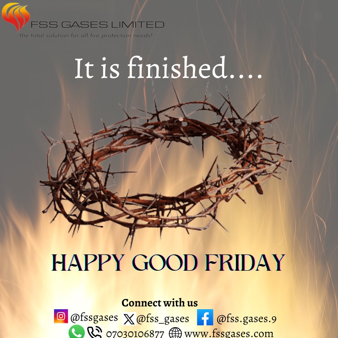 We wish you and your family a Happy Good Friday!

May your lives be surrounded by the grace and glory of the Lord today.

We hope you are spending time with your loved ones and friends this Easter holidays.

#goodfriday2024 #easter2024 #easter #itisfinished #fssgases #firesafety