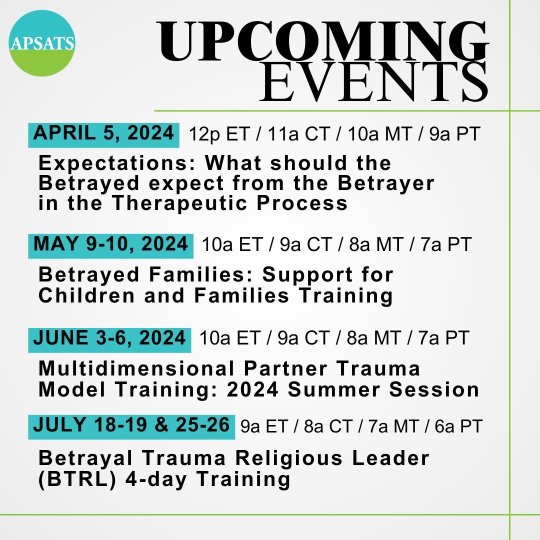 APSATSOrg's tweet image. APSATS.org

#betraytrauma
#sexaddiction