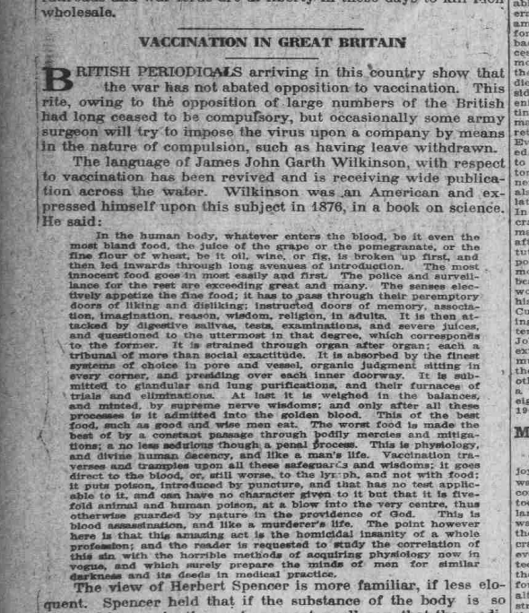 Zignack's tweet image. The Bridgeport evening farmer, Feb, 1916:

A note by James John Garth Wilkinson from his book "Vaccination Tracts"

archive.org/details/b24976…