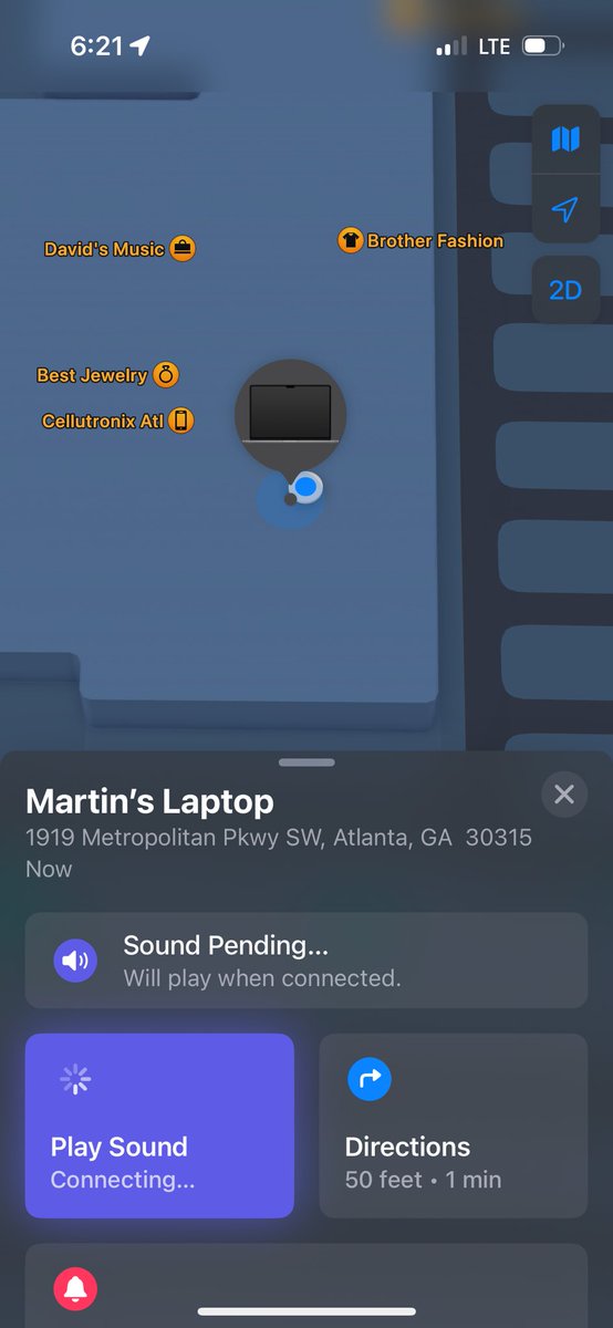 I left my MacBook on the plane and it was stolen. I’ve tracked it down to a flea market on south Atlanta. But while I know it’s in the building I don’t know where