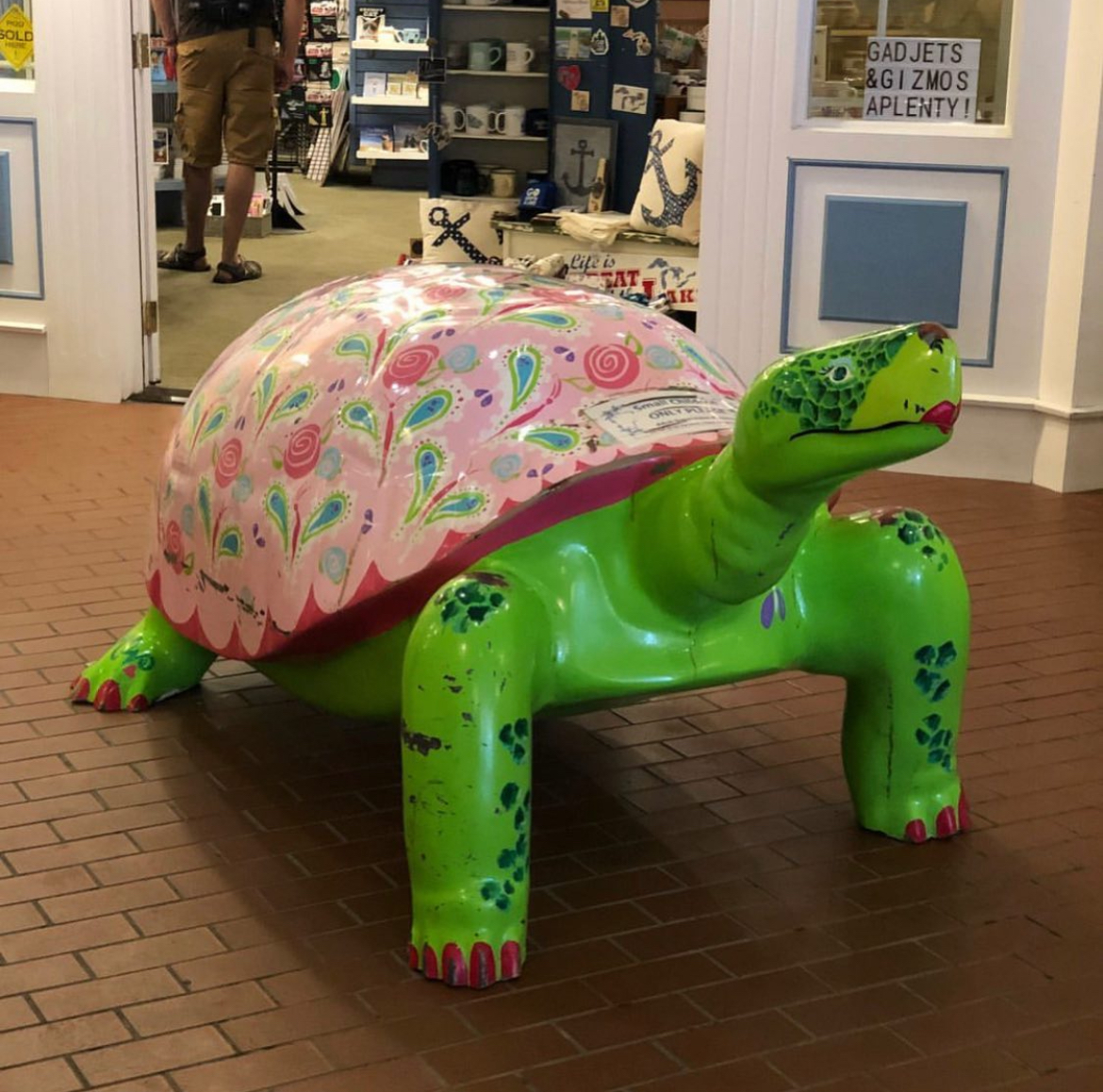 On Mackinac Island, Michigan you will find these beautifully painted turtle sculptures scattered around town! They're really pretty!  We've only found two so far, but there are more! See if you can find them if you're ever on the island! 🐢

#roadsideattractions #mackinacisland