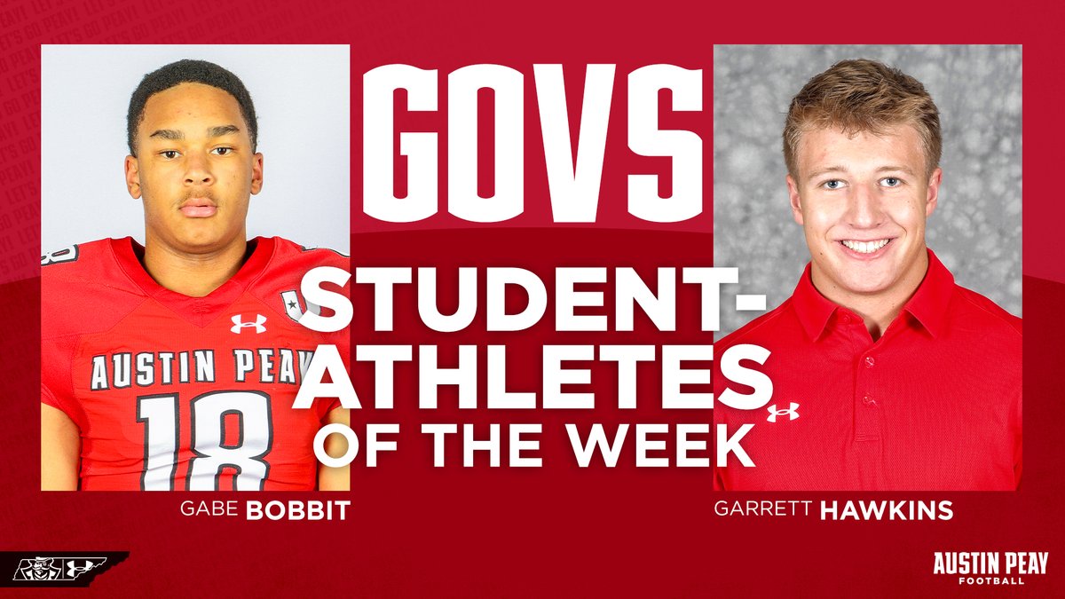 Austin Peay Football (@govsfb) on Twitter photo ππ’π©π¦ π¦π§π¨πππ‘π§-ππ§ππππ§ππ¦ π’π π§ππ πͺπππ π©ππ
Shoutout to <a href="/gabebobbitt0/">Gabriel βGabeβ Bobbitt</a> and <a href="/_GB_46_/">Garrett Hawkins</a> for all of their hard work in the classroom!
#GovEffect | #LetsGoPeay ππ’π©π¦ π¦π§π¨πππ‘π§-ππ§ππππ§ππ¦ π’π π§ππ πͺπππ π©ππ
Shoutout to <a href="/gabebobbitt0/">Gabriel βGabeβ Bobbitt</a> and <a href="/_GB_46_/">Garrett Hawkins</a> for all of their hard work in the classroom!
#GovEffect | #LetsGoPeay