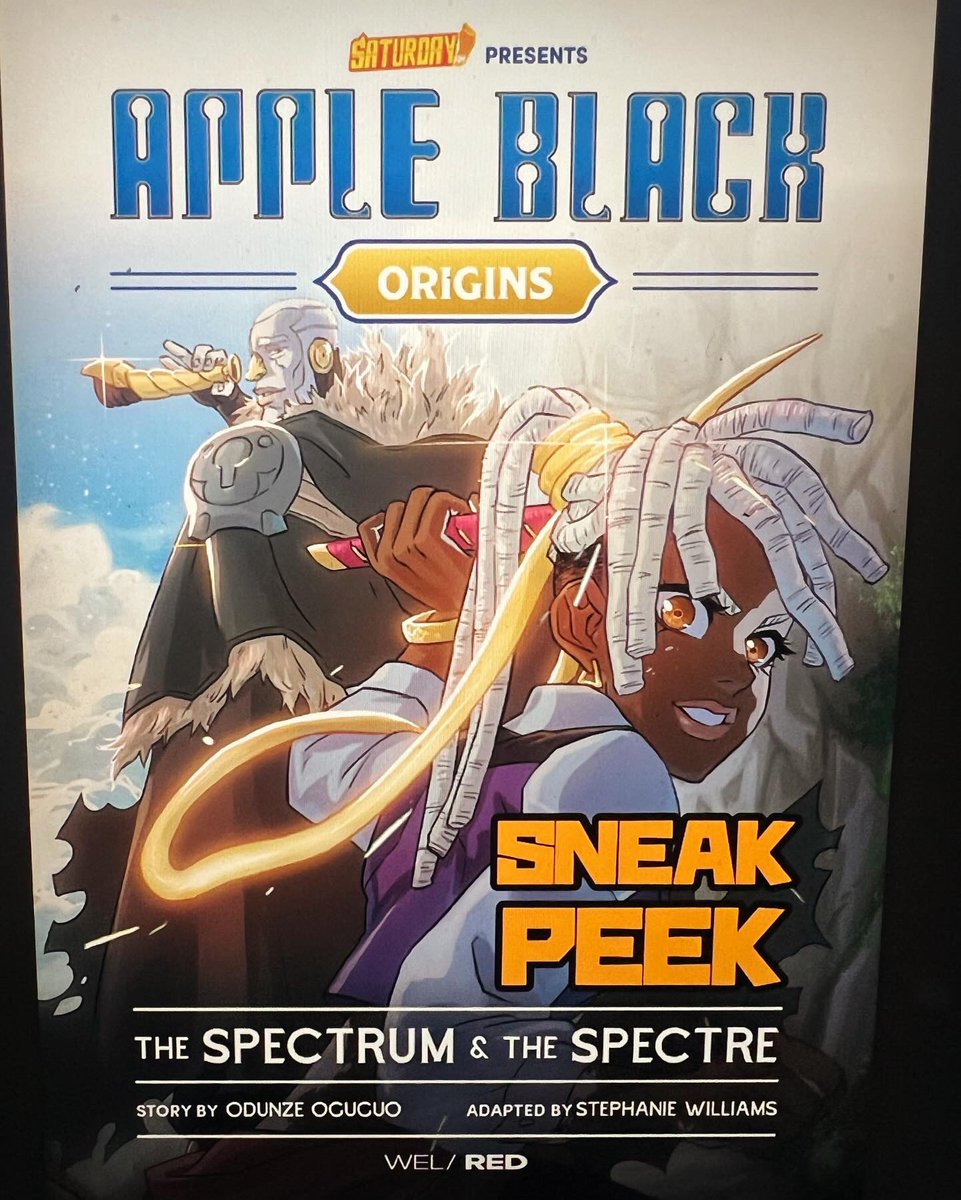 THE @SanDisk EXTREME PORTABLE SSD (afrofuturism) includes CLOCK STRIKER imagery, 1TB storage w/ USB C (works w/ iPad, laptops, smartphones) & has killer promo like CLOCK STRIKER pin & hoodie but is preloaded w/ @saturday_am APPLE BLACK light novel ORIGINS! BUY the SSD NOW!