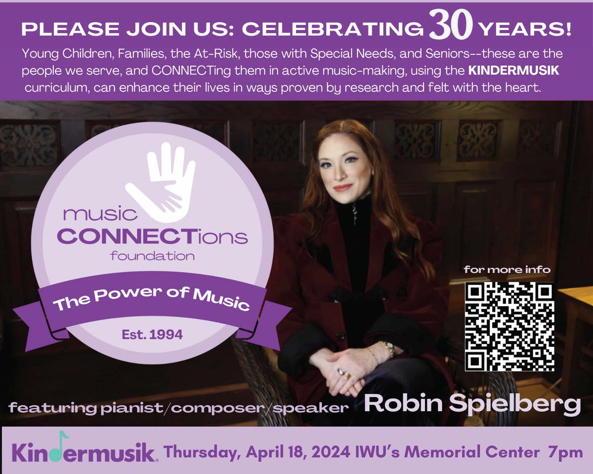 Looking forward to being the special guest at Music Connections 30th anniversary gala on 4/18/24 in Bloomington, IL! @MusicTherapyWks @musictherapyuk @AMTAInc  #kindermusik