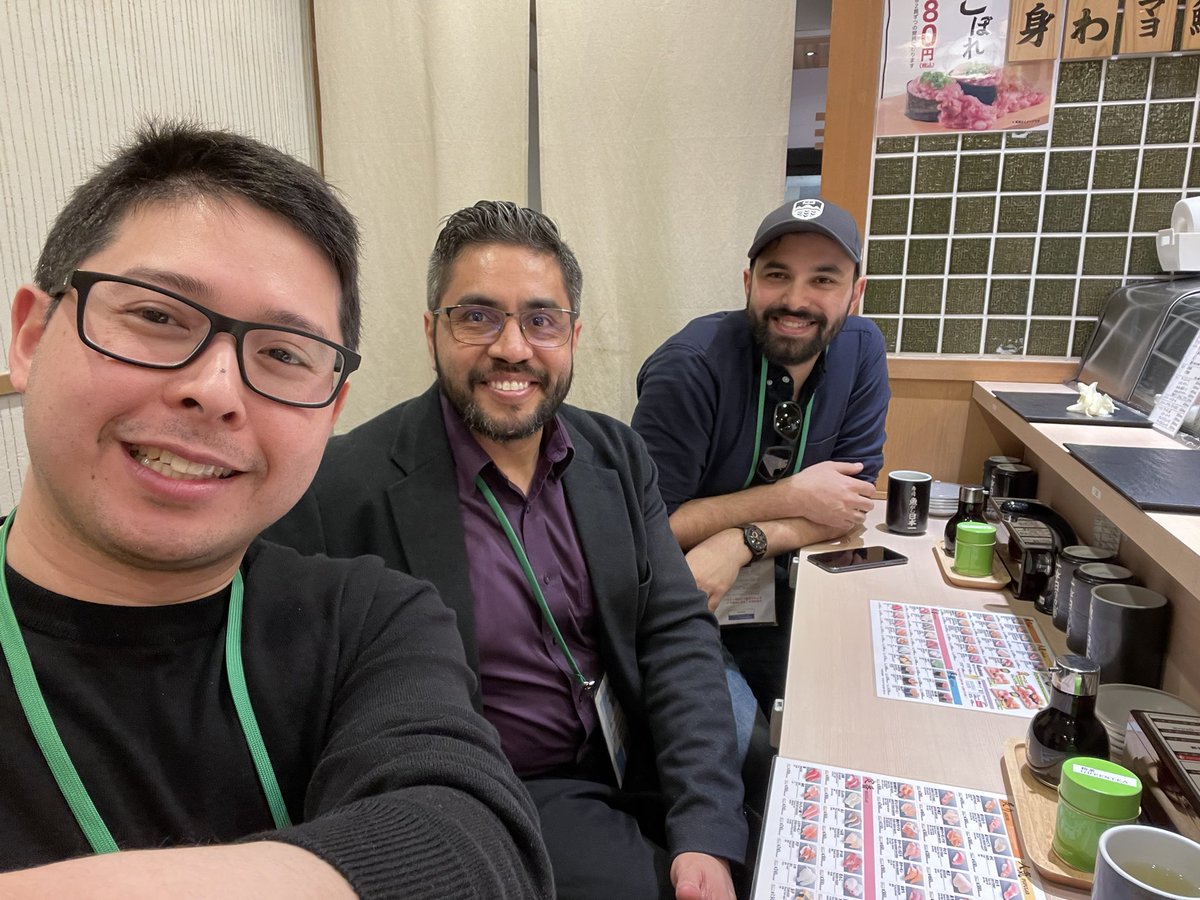 Enjoying #sushi with @Amurtab and Carlos Velázquez @UAlberta_Pharm before their poster and presentation today at #PSJ2024