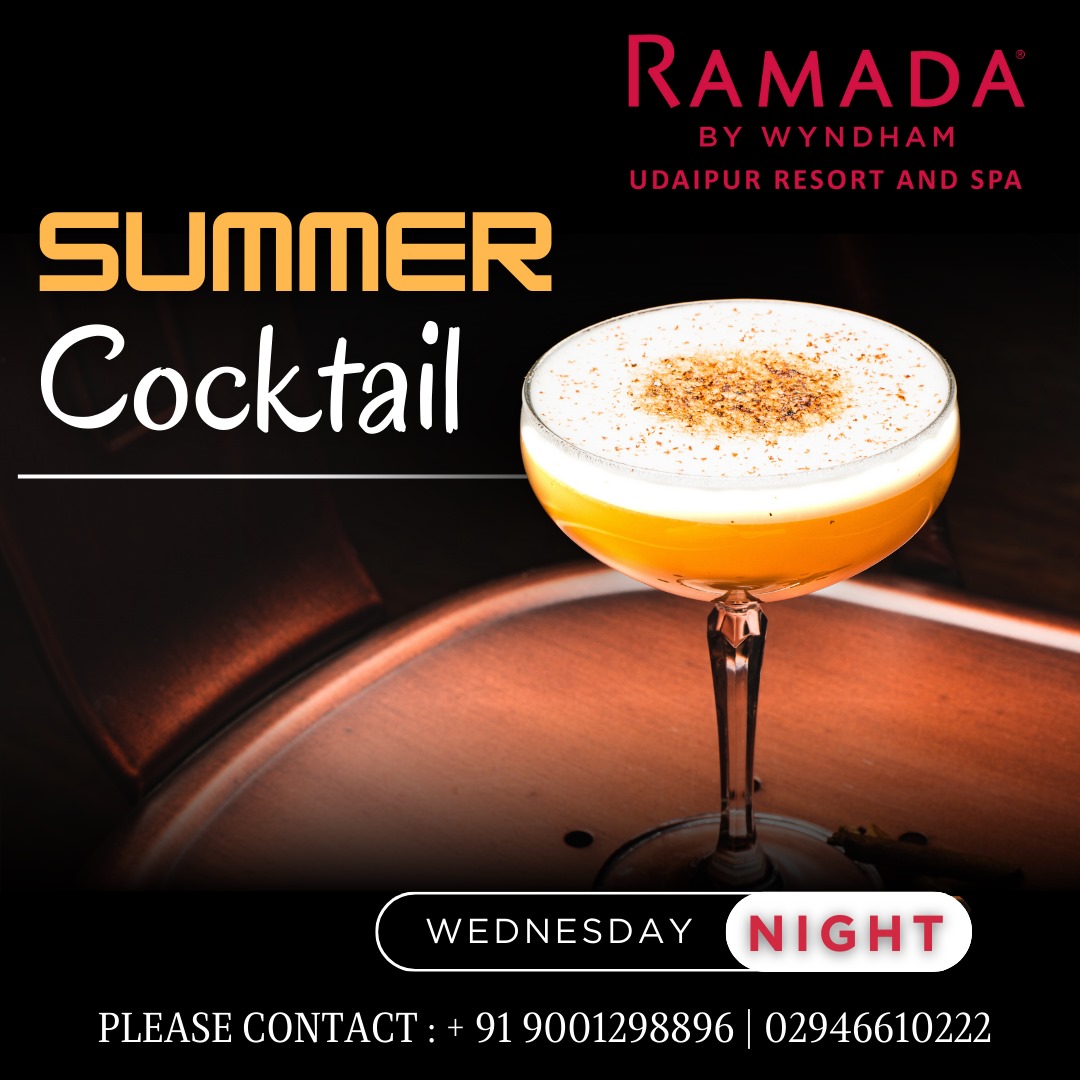 🍹 Sip, savor, and soak up the summer vibes at Ramada Udaipur Resort and Spa 'Summer Cocktail'! 🌞

 Get ready for the hottest party in town, where every sip is a taste of paradise. 

Cheers to unforgettable moments under the sun! 
#RamadaUdaipur  #weekendholidays #SummerCocktail