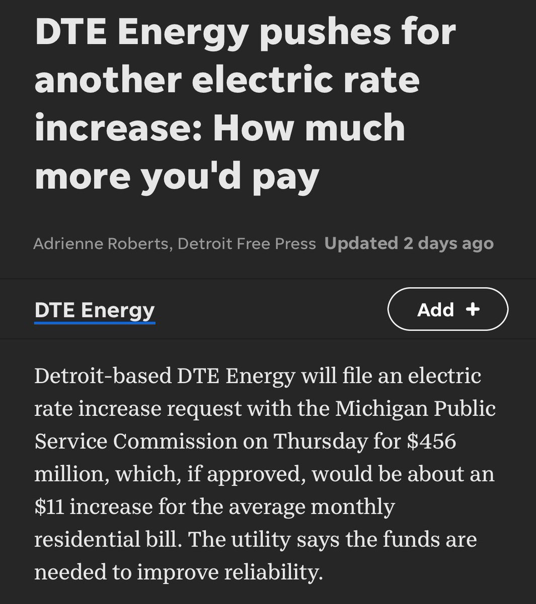 Four months ago, the MPSC approved an over $368,000,000 rate increase for DTE to “improve reliability” Now, DTE is asking for another $456,000,000 rate hike to “improve reliability” DTE has spent TENS of MILLIONS lobbying and donating to politicians in Lansing. Perhaps they…