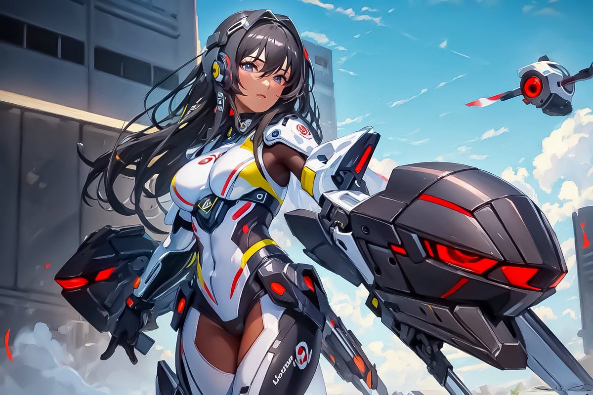 MaxCrimson's tweet photo. #AIイラスト #AIart #褐色 #AI褐色部 #cyberpunk #flightunit #armor https://t.co/U63FCk1wba