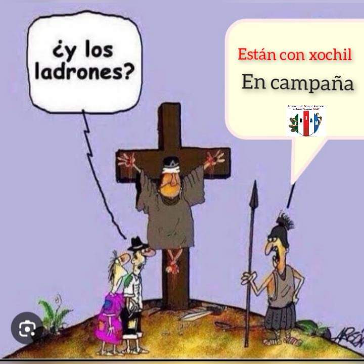 Por qué tan sólo Jesús Cristo ?
- Es que Dimas y Gestas, Judas y los romanos  se unieron a la campaña de Xóchitl  Gálvez . Ahora son Xochilovers 
#XochitlMentirosa .
#ViernesSanto 
#ViernesBotanero