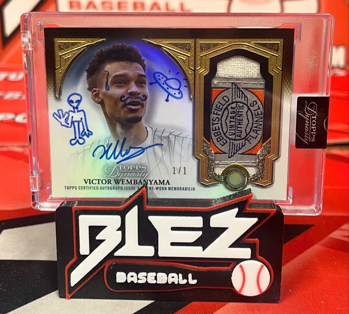 SlabStox (@slabstox) on Twitter photo 🚨 JUST PULLED: The Wemby Dynasty 1/1 Patch Auto has been pulled by <a href="/blezsportscards/">Blez Sports Cards</a> on the night of his career high 40-point game. Is this worth OVER or UNDER $50,000? 👇 🚨 JUST PULLED: The Wemby Dynasty 1/1 Patch Auto has been pulled by <a href="/blezsportscards/">Blez Sports Cards</a> on the night of his career high 40-point game. Is this worth OVER or UNDER $50,000? 👇