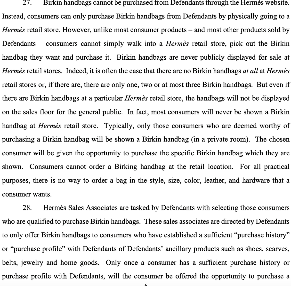 sajithpai's tweet photo. Fascinated, utterly fascinated, by this Birkin bags class action lawsuit where two people in US are suing Hermes because they are unable to buy Birkin handbags. The details on pg 6 and 7 are riveting. https://t.co/Q6D4Yf95Fu