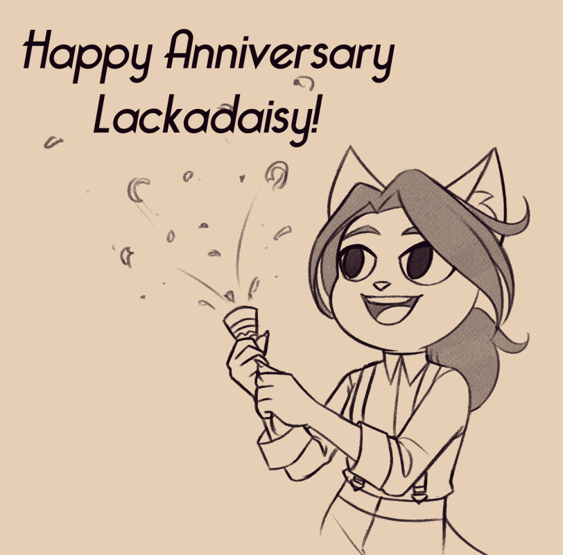 It's been a year since the Lackadaisy pilot premiered! Working on Lackadaisy has been a dream come true, thank you for having me on as part of the Lackacrew✨ Here is hoping for more boozecat shenanigans 🔥 #Lackadaisy #LackadaisyAnniversary