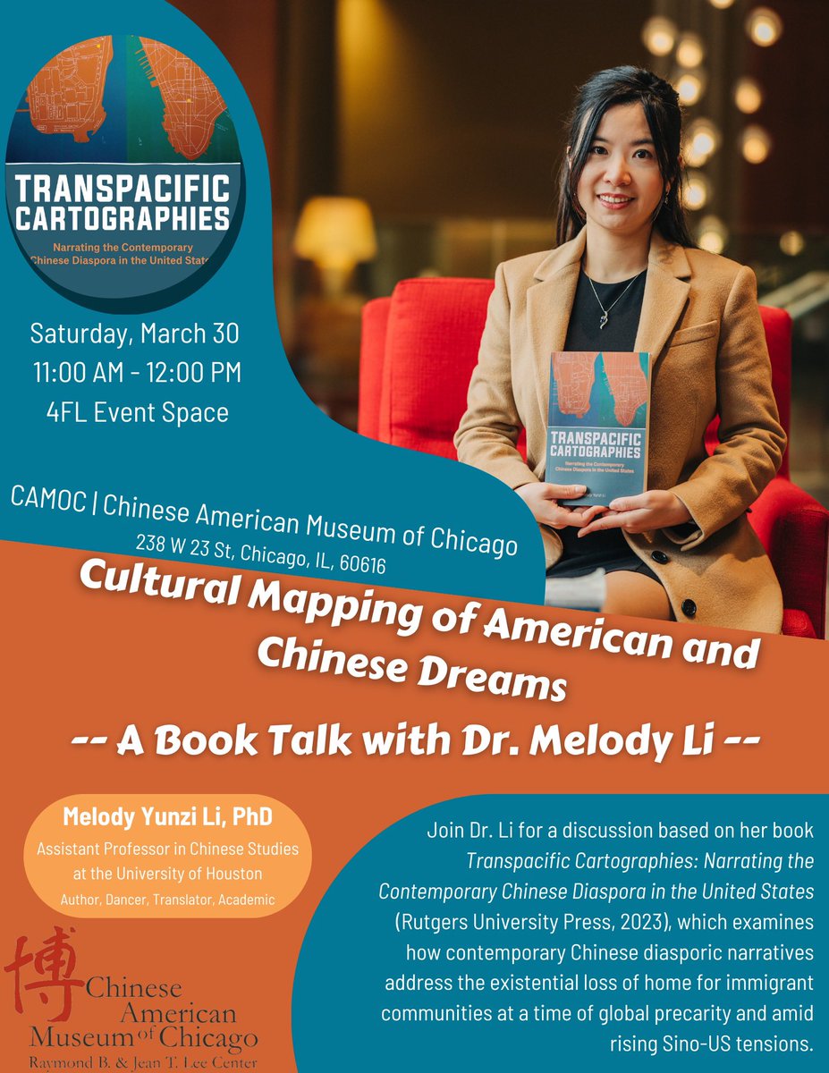 Look forward to my book talk in Chicago tomorrow! Come join us if you are in town! ccamuseum.org/events-and-exh… <a href="/RutgersUPress/">Rutgers University Press</a> #academicbook #transpacificstudies #chineseamerican #chinesediaspora #literarystudies