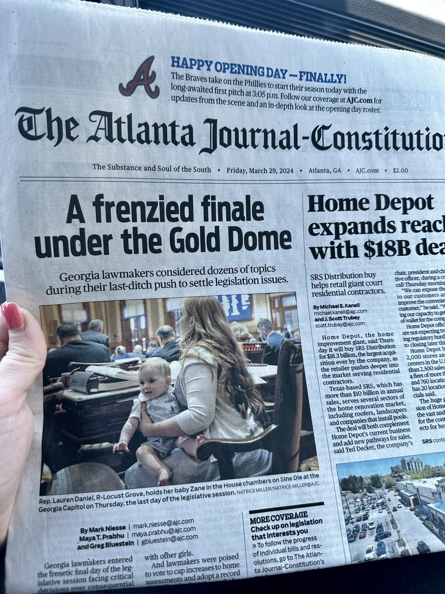 How neat to see my sweet babe on the front page this morning 💙
