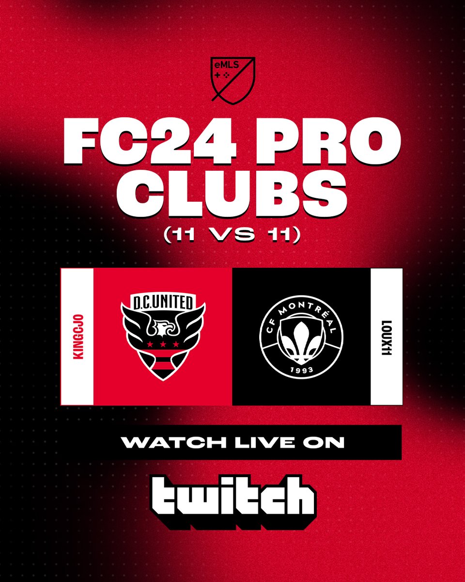 Tune in at 8PM ET on Twitch to cheer on @KingCJ0 in an #FC24 Pro Clubs matchup! 🎮 Watch LIVE: twitch.tv/dcunitedoffici…