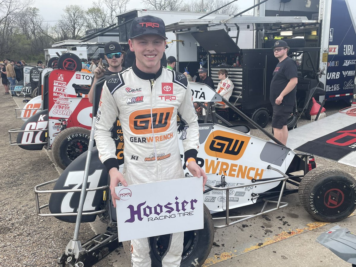 Cannon McIntosh earns the @HoosierTire Quick Time Award with a time of 9.988 seconds with the @POWRi_Racing National and @POWRi_WEST Midget Leagues in the Turnpike Challenge at @PortCity_Racing.