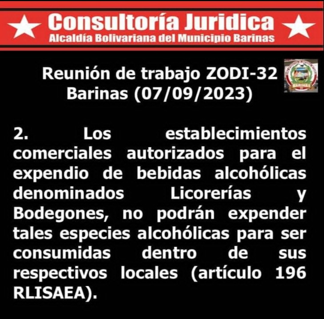 EXprEzOr's tweet photo. #29marzo #ViernesSanto Vamos a Recordar Unas de las Leyes para la Venta de Alcohol en #Barinas #Venezuela #Licorería #Bodegones #Reglamento #Leyes #ServiciosPublicos #Alcaldía #BarinasZodi #Gobernación @AlcaldiaBnas @BarinasSamat @NicolasMaduro https://t.co/t6ZblRrtVS