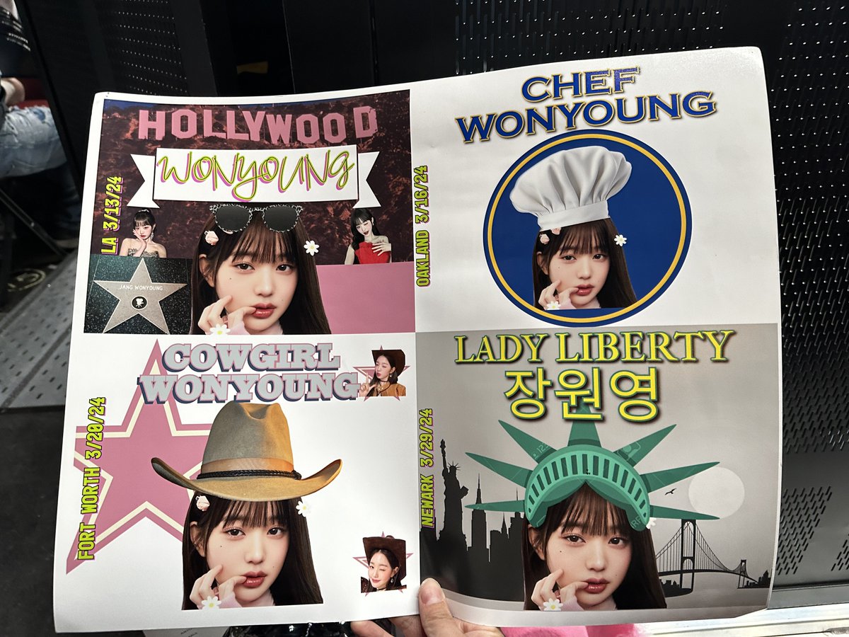blindguy999's tweet photo. SHOW WHAT I HAVE USA ๐บ๐ธ
My infinity gauntlet signs are complete ๐
๐ Hollywood, Chef, Cowgirl, Lady Liberty
@IVEstarship #IVEinNewark #IVE #WONYOUNG #์์ด๋ธ #SHOW_WHAT_I_HAVE #IVE_WORLD_TOUR #vickyjang #jangwonyoung #SHOW_WHAT_I_HAVE_IN_Newark https://t.co/9lAHi8YSV5
