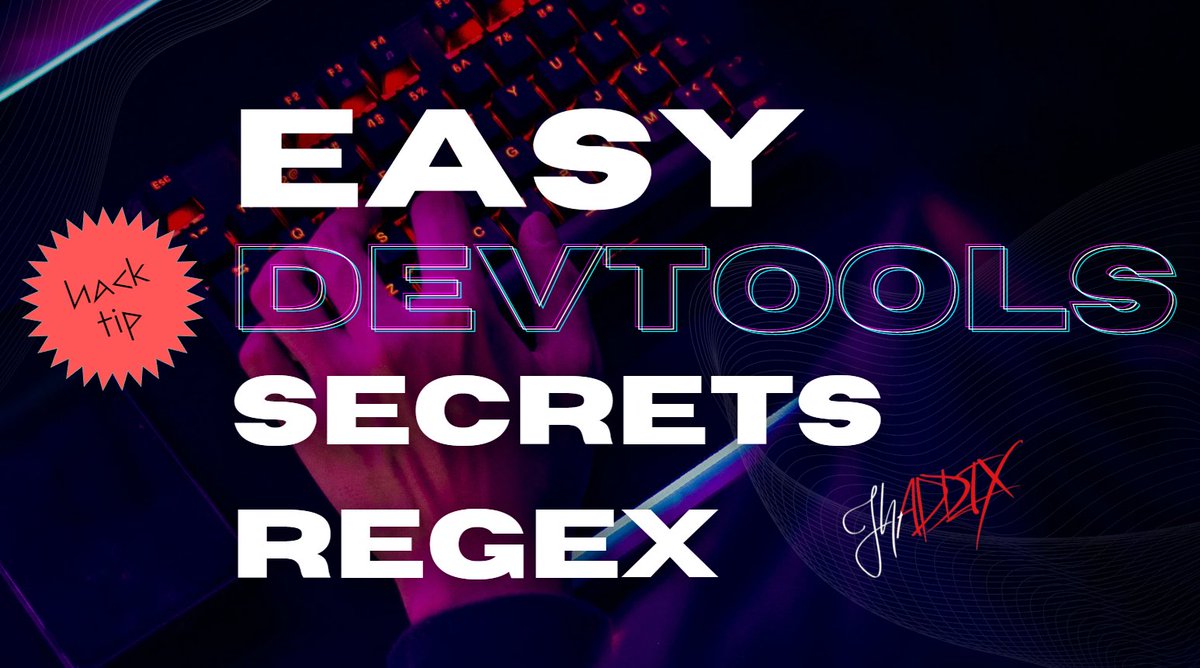 Jhaddix's tweet image. HackTip:

Easy Chrome DevTools Regex for fiinding secrets in html/js/json/etc... by @h4x0r_dz 

github.com/h4x0r-dz/Leake…