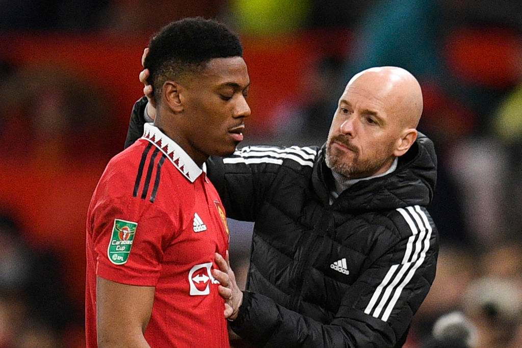 FabrizioRomano's tweet photo. 🚨 "Will Anthony Martial play for Man United again?".

Erik ten Hag: "It depends on him. It's about how quick is he back and what are the levels that he is showing".

↪️ In any case, Martial will leave Man United as free agent in the summer as reported in January. 100% sure. https://t.co/qfBsnzxtT3