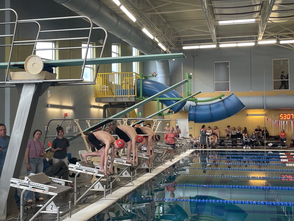 Home Boys Swim Meet off and running. #GoRedHawks