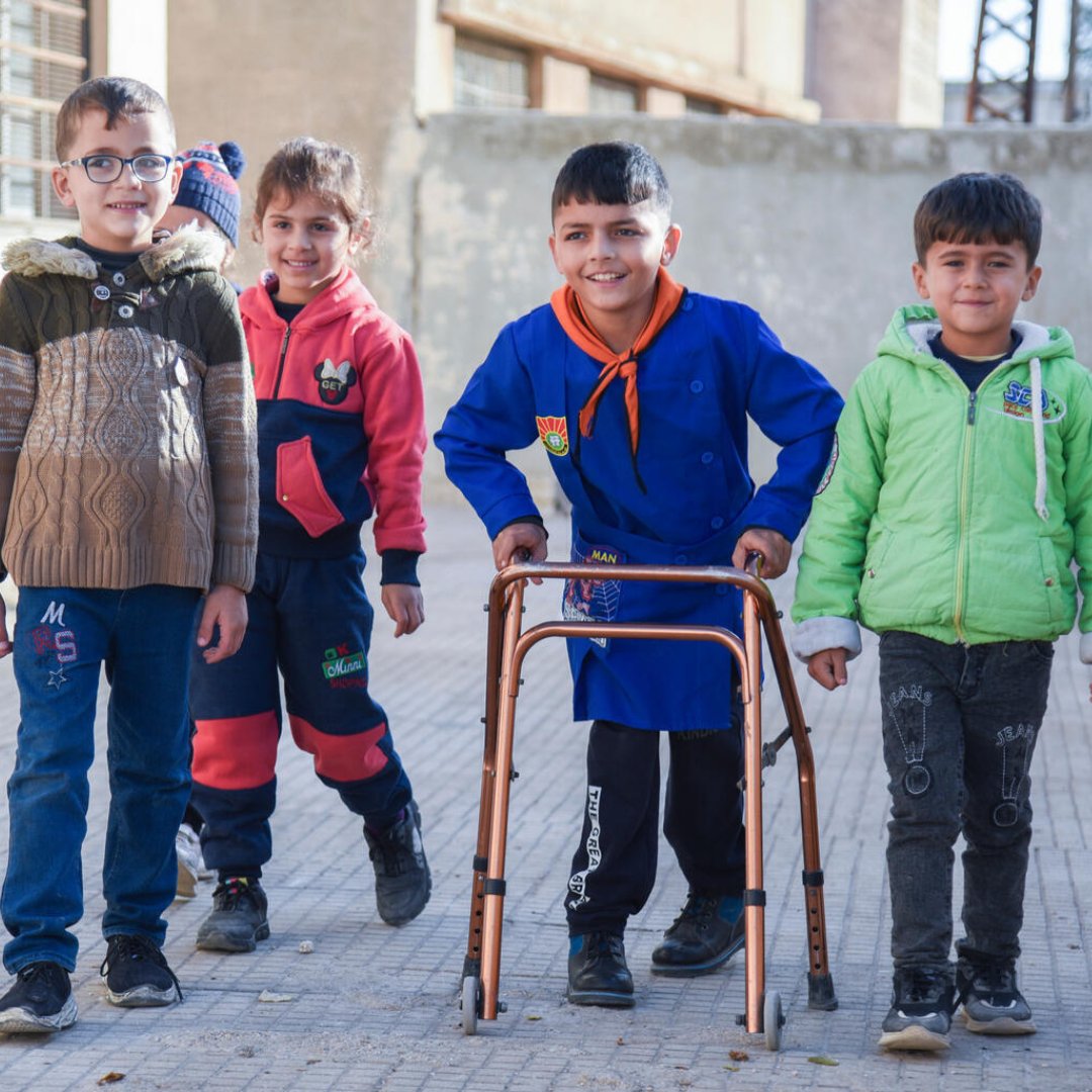 “I could not walk, I could only crawl on my belly.”

10-year-old Fayez from Syria has cerebral palsy, which impacts his movement.

Thanks to UNICEF’s Integrated Social Protection Programme for children with disabilities, he has been able to receive the treatment he needs.