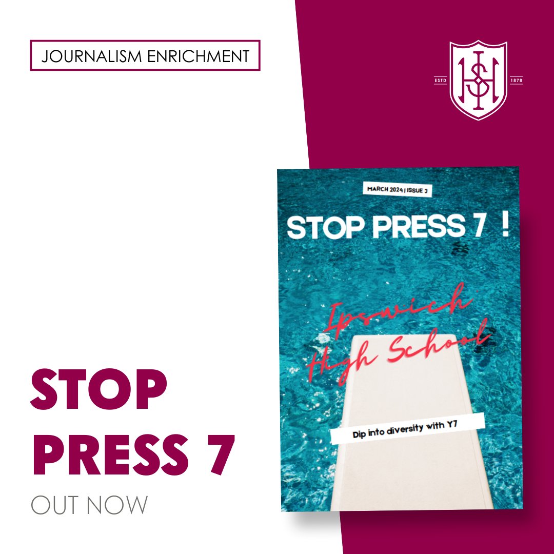 IpswichHigh's tweet image. 'Stop Press 7' is a magazine written and designed by our Year 7 Journalism Enrichment members. Our young journalists have worked tirelessly to bring you this edition. You can read it online now: bit.ly/3x4WQUP

#YoungJournalists #StudentMagazine