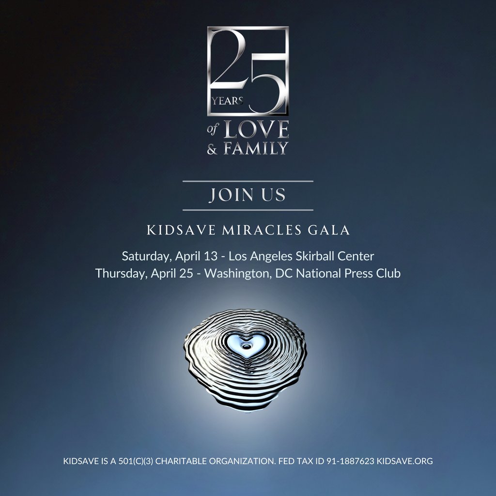 Have you gotten your tickets for the Kidsave Miracles Gala yet? Join us in Los Angeles at the Skirball Cultural Center on April 13 and in Washington, D.C. at the National Press Club on April 25. Visit kidsave.org/gala2024/ to learn more and get your tickets today! #events